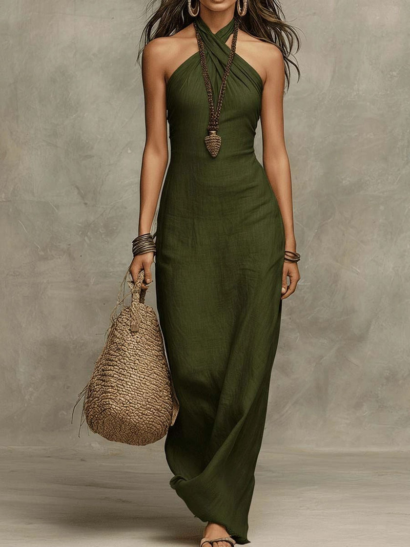 Vestido Santorini – Vestido Halter Silueta Ajustada Mujer