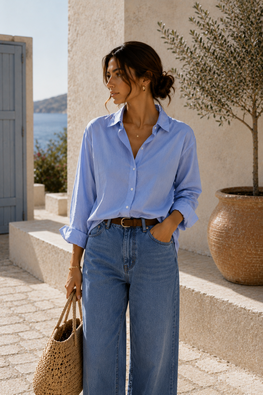 Camisa Básica Oversize Aura – Camisa Mujer Corte Relajado