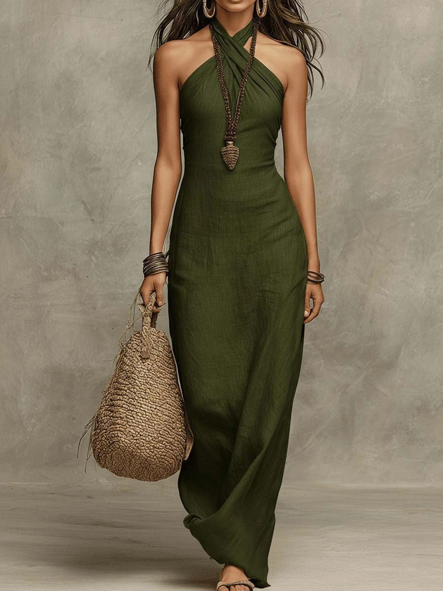 Vestido Santorini – Vestido Halter Silueta Ajustada Mujer